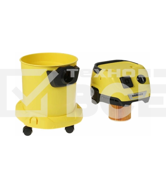 Строительный пылесос Karcher WD 3 P V-17/4/20 Workshop желтый, 1000 Вт, уборка сухая/сбор воды/выдув, пылесборник мешок/контейнер, 17 л
