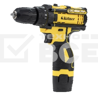 Дрель-шуруповерт аккумуляторная 12V 29 Нм KOLNER KCD 12/2C, БЗП 0,8-10мм, 0-350/1350 об/мин, 2 скорости, подсветка (2х1.5 А·ч, зу, кейс)