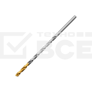 Сверло спиральное по металлу Denzel 4 х 119 мм, Р6М5, Golden Tip, удлиненное
