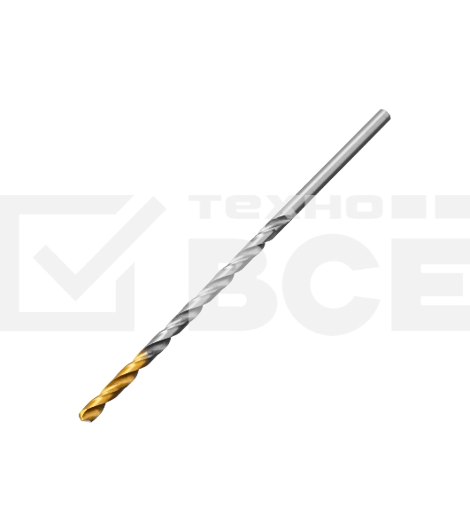 Сверло спиральное по металлу Denzel 4 х 119 мм, Р6М5, Golden Tip, удлиненное