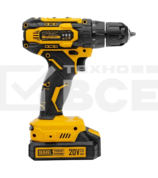 Дрель-шуруповерт аккумуляторная Denzel CDQ-20, 20В, 2 АКБ, Кейс