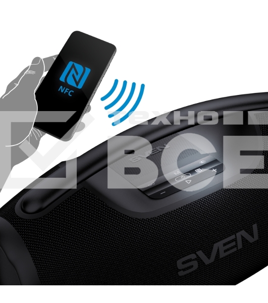 Портативная акустическая система SVEN PS-990, черный, 2.0, 2x90 Вт (RMS), IPx7, TWS, Bluetooth, USB, аккумулятор