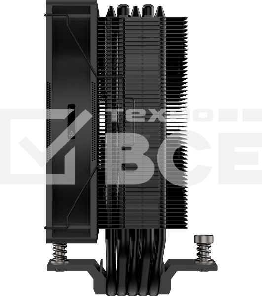 Кулер для процессора PCCooler RT500 BK (240W, 4-pin PWM, LED temp., 152мм, Al/Cu, 5x6мм, 1x120мм, 73.32CFM, 34.9dBA, 2200RPM, S: 1851/1700/1200/115X, AM5/AM4, черный)