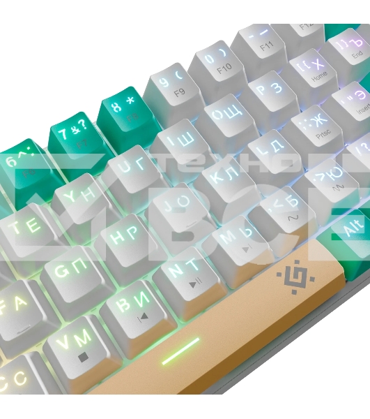 Клавиатура проводная механическая Defender Vexx Pro GK-084 RU, белый/зеленый, механическая