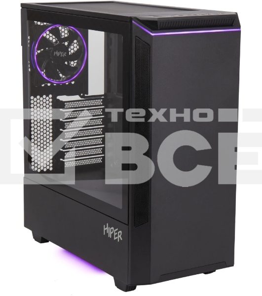 Компьютерный корпус Hiper PB81 черный без БП ATX 3x120мм 2xUSB2.0 2xUSB3.0 audio bott PSU
