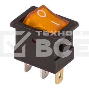 Выключатель клавишный Rexant 12V 15А (3с) ON-OFF желтый с подсветкой Mini