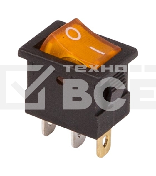 Выключатель клавишный Rexant 12V 15А (3с) ON-OFF желтый с подсветкой Mini