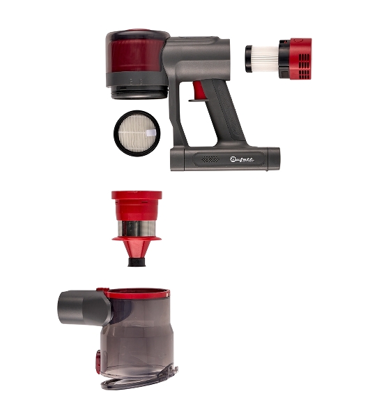 Пылесос вертикальный Bufett MVC 387A черный/красный, питание от аккумулятора, 250 Вт, уборка сухая, пылесборник 0.6 л