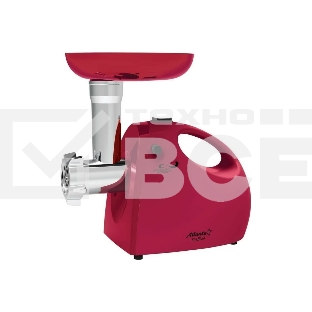 Мясорубка электрическая Atlanta ATH-3299 красный, 1800 Вт, 2.0 кг/мин, реверс, защита от перегрузки, насадки - 4