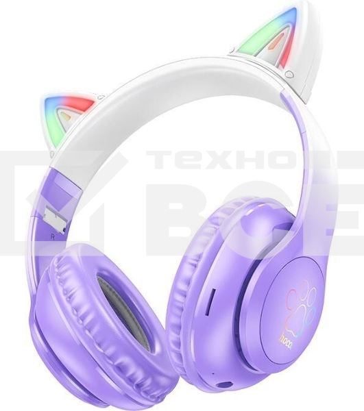 Беспроводные/проводные наушники Hoco W42 фиолетовый, накладные, Bluetooth + проводной, до 10 ч.
