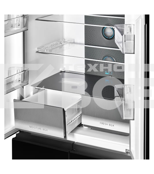 Холодильник Kuppersberg NFFD 186 BG черное стекло трехкамерный 303/172л морозилка сбоку, No Frost, Side by Side