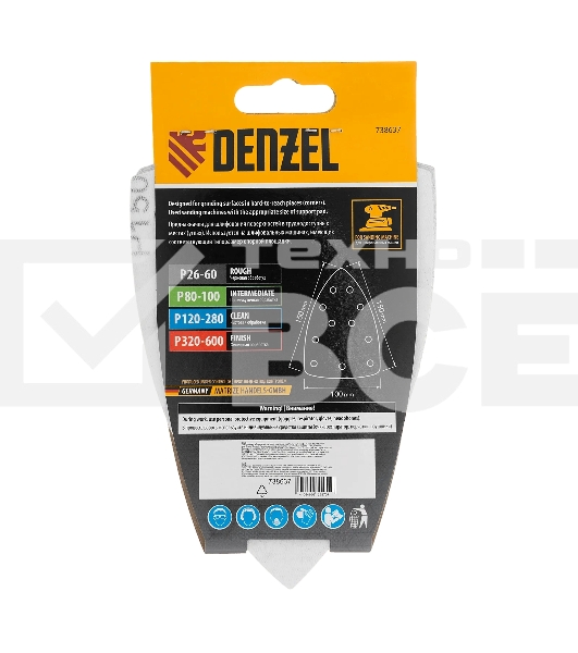 Треугольник абразивный Denzel на ворc. подложке под 