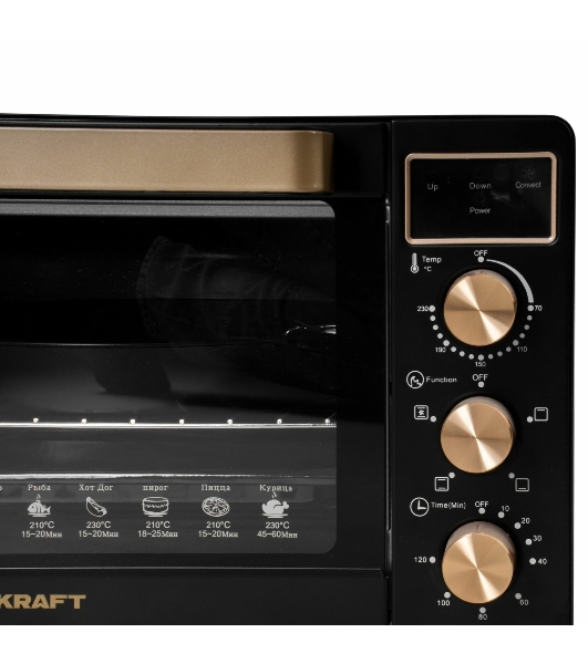 Мини-печь Kraft KF-MO 3506 KGLB (черный/золото) с дисплеем