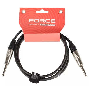 Кабель гитарный FORCE FGC-09/1.51/4' TS Jack - 1/4' TS Jack, высококачественный, малошумящий с проводниками из безкислородной меди OFC, диаметр 6 мм, профессиональные металлические разъемы, длина 1,5 м