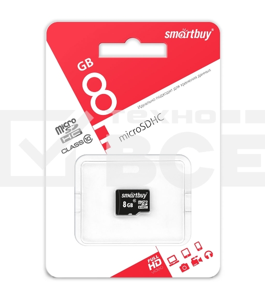 Карта памяти Smartbuy microSDHC (Transflash) 8Gb (class 10)