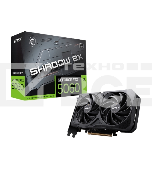 Видеокарта MSI RTX 5060 8G SHADOW 2X/RTX 5060, HDMI, DP*3, 8G, D7