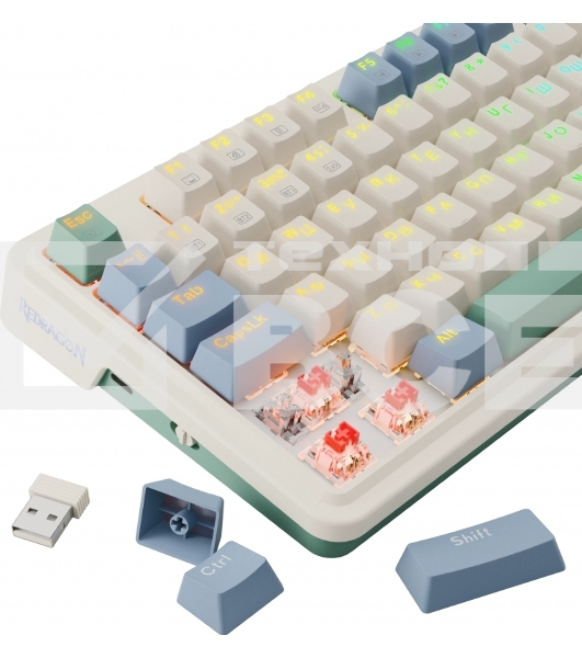 Клавиатура беспроводная Redragon Ucal Pro RU,RGb,кре/фиол/зел,BT+2.4,гас 1