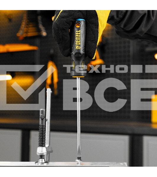 Отвертка Denzel SL6x150 мм, S2, 3к рукоятка