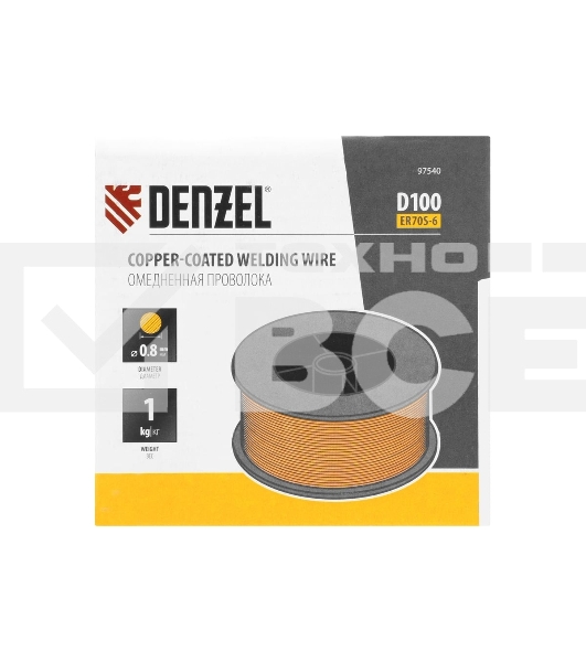 Омедненная проволока ER70S-6, диам. 0,8 мм, 1 кг, диам. катушки D100 Denzel