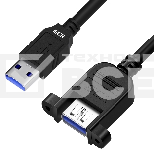 Удлинитель GCR 2.0m USB 3.0, AM/AF крепление под винт, черный, GCR-53902