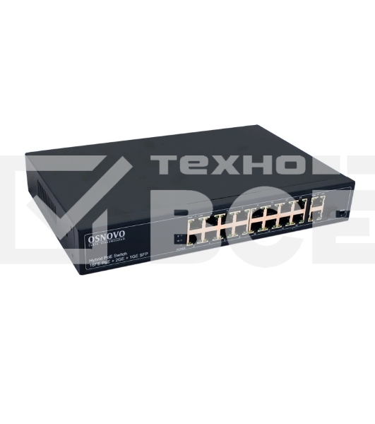 Коммутатор неуправляемый OSNOVO PoE 16 портов 10/100 Мб/с, 2хRJ45, 292 Вт