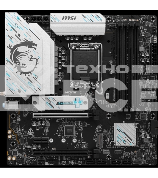 Материнская плата MSI B760M GAMING PLUS WIFI DDR4, LGA1700, Intel B760, 4xDDR4, 4xSATA, 2xM.2, 1xPCIe 4.0 x16, 1xPCIe 4.0 x4, 2xPCIe 3.0 x1, 2xDP, 2xHDMI, 1x2.5Gb LAN, Wi-Fi 6E, Bluetooth 5.3, 4xUSB-A 5Gbps, 6xUSB-A 2.0, 3x3.5 мм, 7.1, mATX