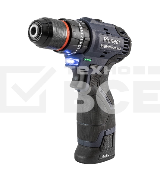 Шуруповерт аккумуляторный PIONEER CID-E1602BL-22C черный, синий