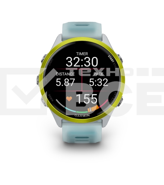 Умные часы Garmin Forerunner 570 белый, желный безель, бирюзовый ремешок 47мм