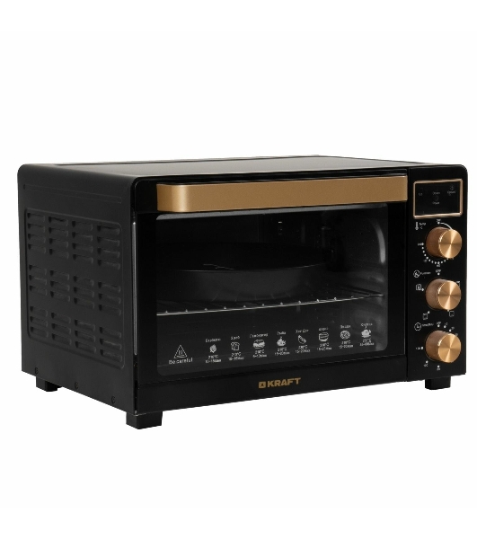 Мини-печь Kraft KF-MO 3506 KGLB (черный/золото) с дисплеем