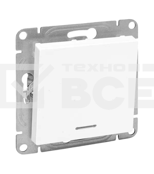 Механизм выключателя EKF UP1-SWW-14 одноклавишный, с подсветкой, белый Эпика