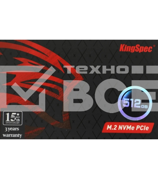Накопитель SSD KingSpec NE-512, 512Gb, M.2 2280, PCIe 3.0 x4, NVMe, R/W 2400/1700