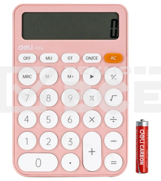 Калькулятор настольный Deli EM124PINK розовый 12-разр.