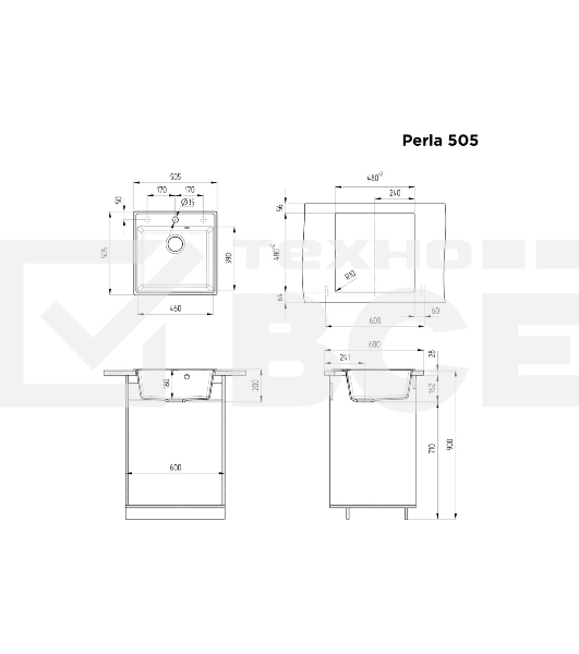 Кухонная мойка Maunfeld Perla 505 MFQS-505LBG светло-бежевый