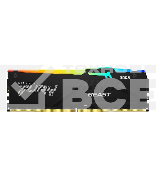 Оперативная память Kingston Fury Beast, DDR5, 16GB (2x8GB), 6000MHz, CL30, с радиаторами, RGB, черный