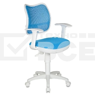 Кресло компьютерное Бюрократ CH-W797/LB/TW-55 TW-55 голубой, спинка сетка, сиденье голубой, пластик белый