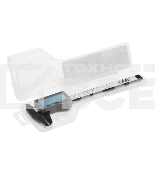 Штангенциркуль пластиковый Denzel 150 мм, электронный, большой дисплей, с глубиномером