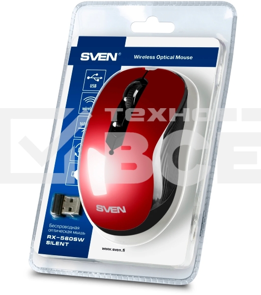 Беспроводная мышь SVEN RX-560SW красный (SV-017071)