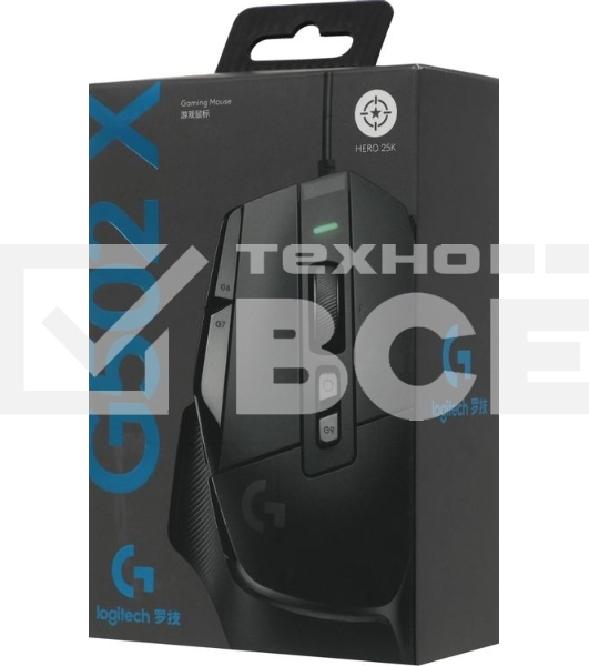 Мышь проводная Logitech G502 X черный, 25600 dpi, USB, кнопки - 13