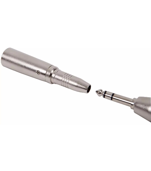 Переходник аудио FORCE CFA-011XLR (M) 3-pin на 1/4' TRS Jack (F), материал контактных частей медь, покрытие никель, матовый серебристый
