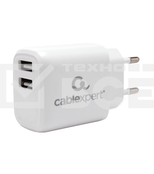 Зарядное устройство Cablexpert MP3A-PC-58, 10.5Вт, 2.1А, 2хUSB, белый, пакет