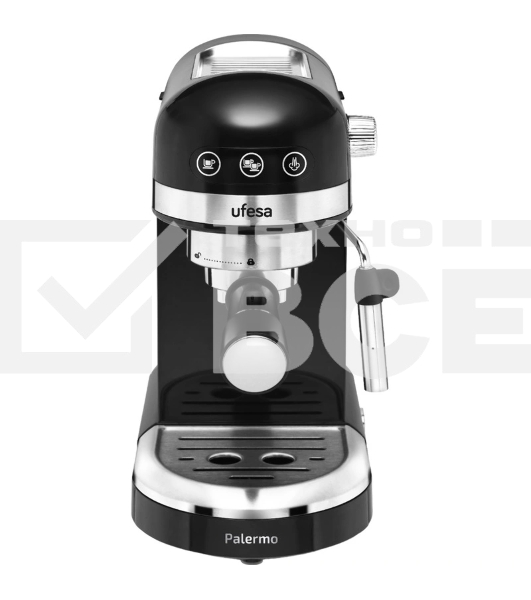 Кофеварка рожковая Ufesa PALERMO BLACK черный, исп. кофе - молотый, 1.5 л, 1350 Вт, 20 Бар.