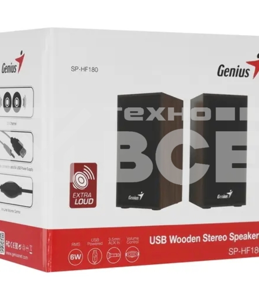 Колонки Genius SP-HF180, 2.0, 2 x 3W, USB-power, Wood