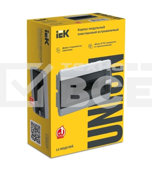 Корпус пластиковый IEK UNION Compact UIC-KP12-V-12-41-K01 ЩРВ-П-12 IP41 черная прозрачная дверь