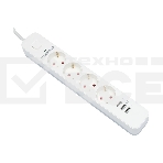 Сетевой фильтр Гарнизон 2.0 Мультипорт EPS-4-U3-W-2, 4 р, 10А, 3xUSB, 2м, ур.защиты 2+, белый, пакет, фото 1