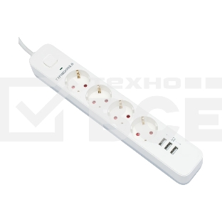 Сетевой фильтр Гарнизон 2.0 Мультипорт EPS-4-U3-W-2, 4 р, 10А, 3xUSB, 2м, ур.защиты 2+, белый, пакет