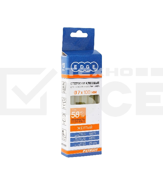 Стержни клеевые EDGE by PATRIOT 7*100мм желтые, упаковка 10шт