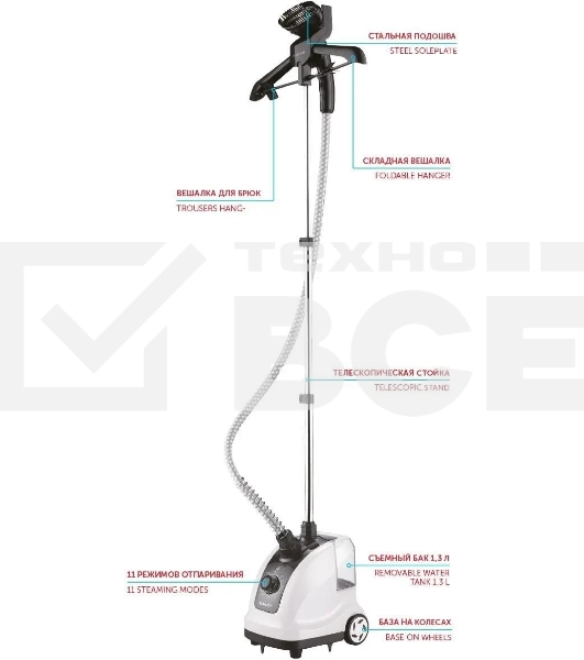 Отпариватель Scarlett SC-GS130S08 белый/черным