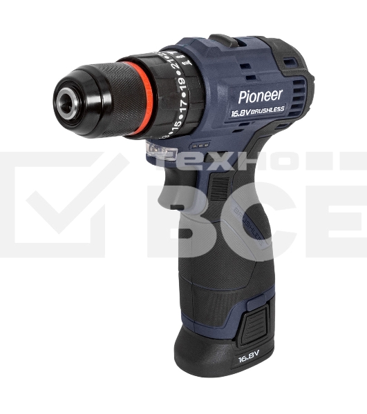 Шуруповерт аккумуляторный PIONEER CID-E1602BL-22C черный, синий