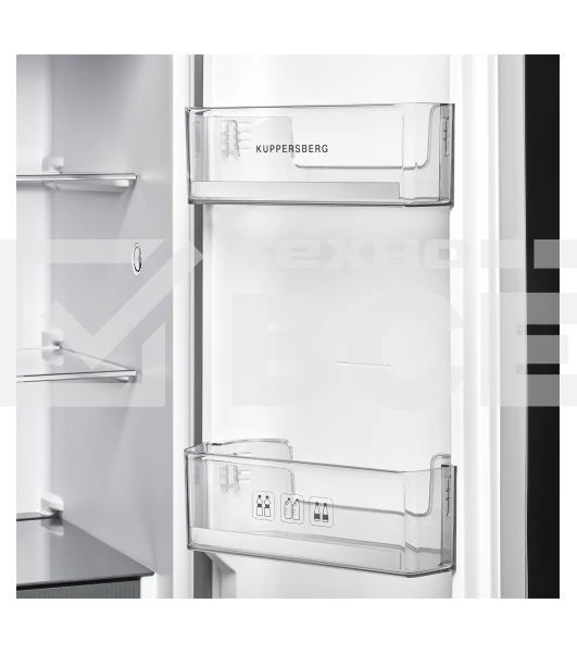 Холодильник Kuppersberg NFFD 186 BG черное стекло трехкамерный 303/172л морозилка сбоку, No Frost, Side by Side
