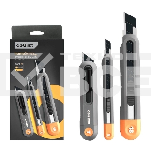 Набор технических ножей Home Series Gray Deli HT4003C (ножи 9мм+18мм+Т-образный), эксклюзивный дизайн, корпус из высококачественного софттач пластика